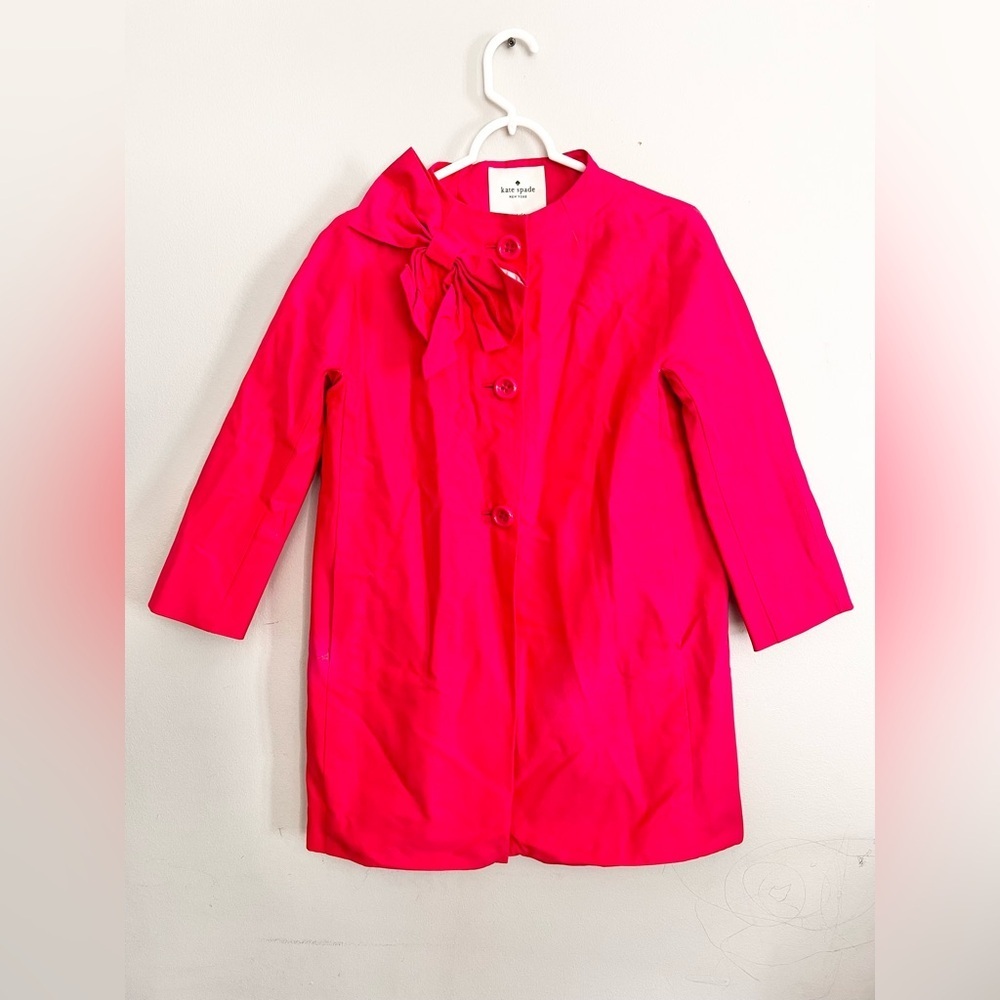 Kate Spade Dorothy Coat In Lollipop Red With Bow Jacket Size Small - Picture 2 of 7